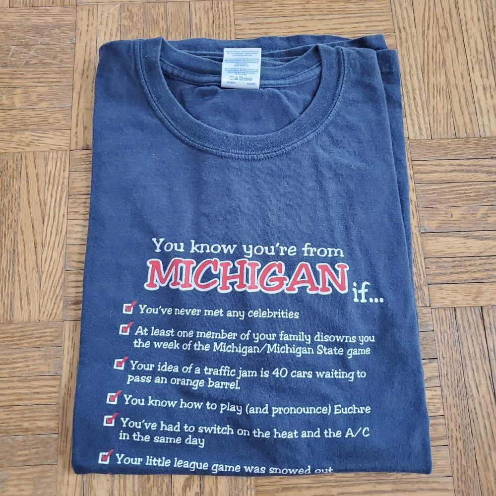 "You Know You're From Michigan If..." Short-Sleeved Tee-Shirt XL Unisex - Navy